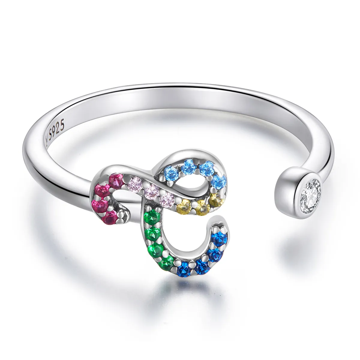 Pandora Style Colorful Letter-C Open Ring - SCR723-C