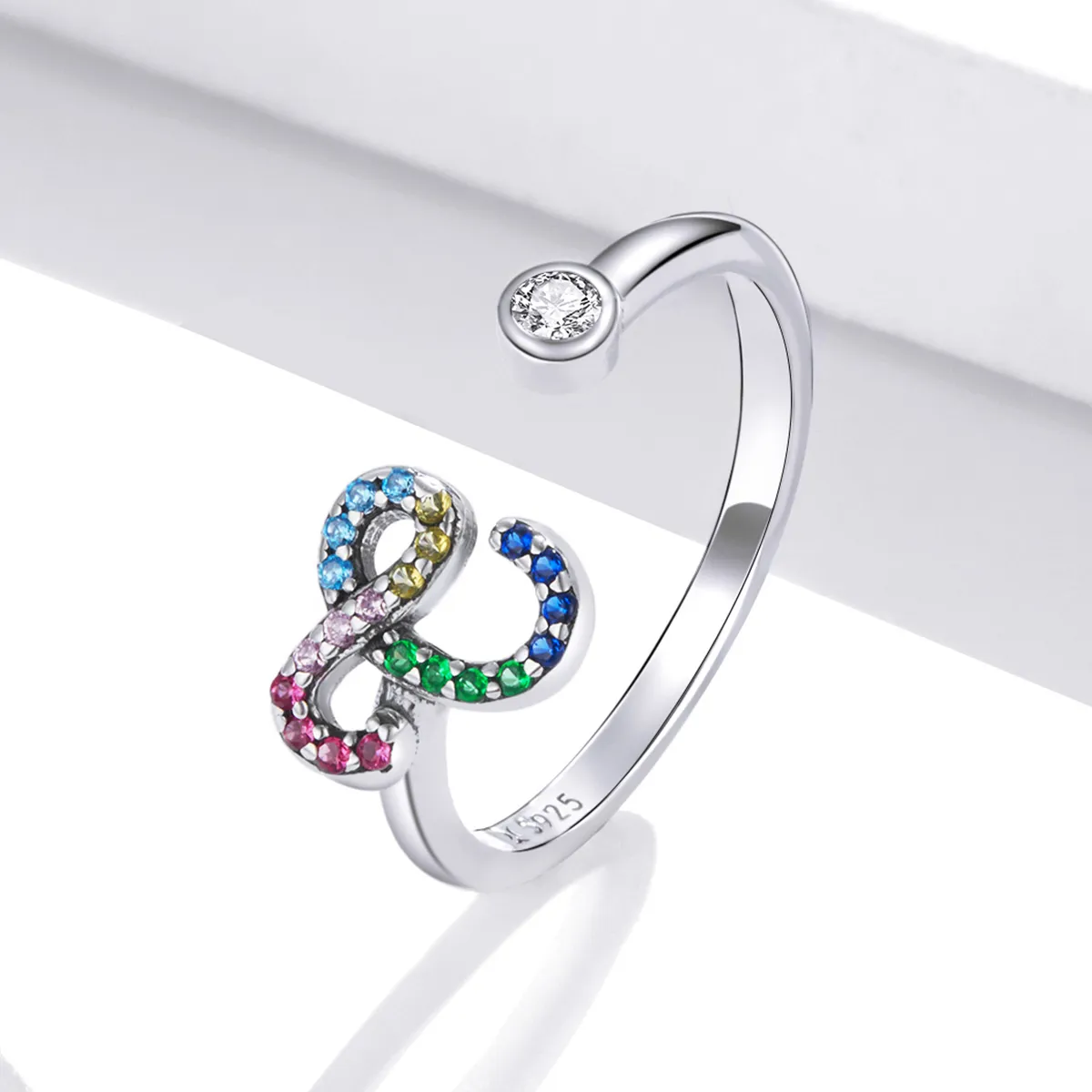 Pandora Style Colorful Letter-C Open Ring - SCR723-C