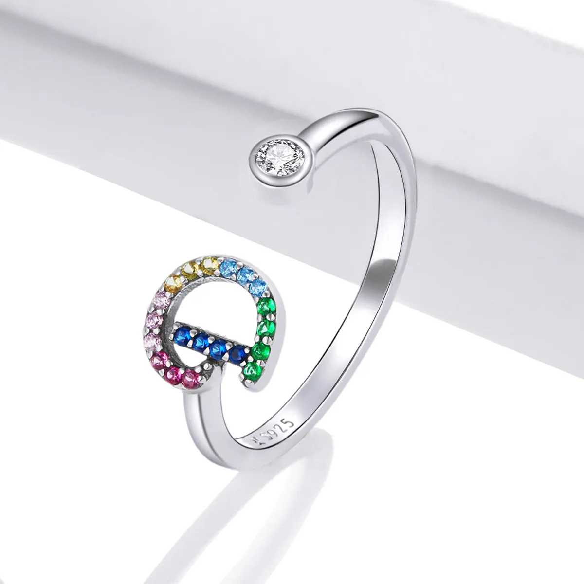 Pandora Style Colorful Letter-D Open Ring - SCR723-D