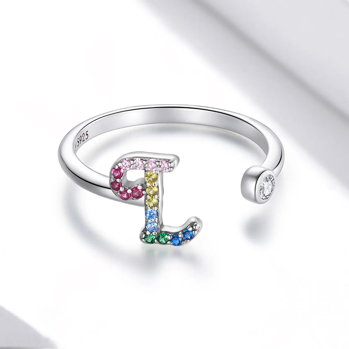Pandora Style Colorful Letter-L Open Ring - SCR723-L