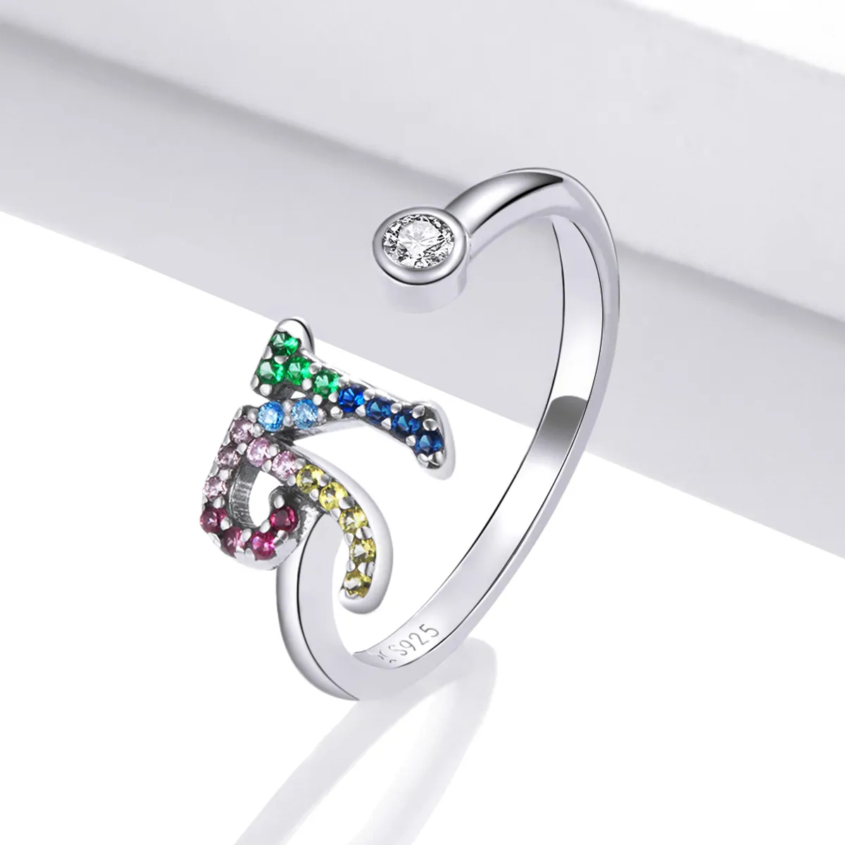 Pandora Style Colorful Letter-N Open Ring - SCR723-N