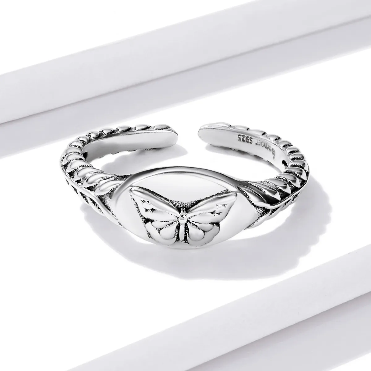 Pandora Style Retro Butterfly Open Ring - BSR200