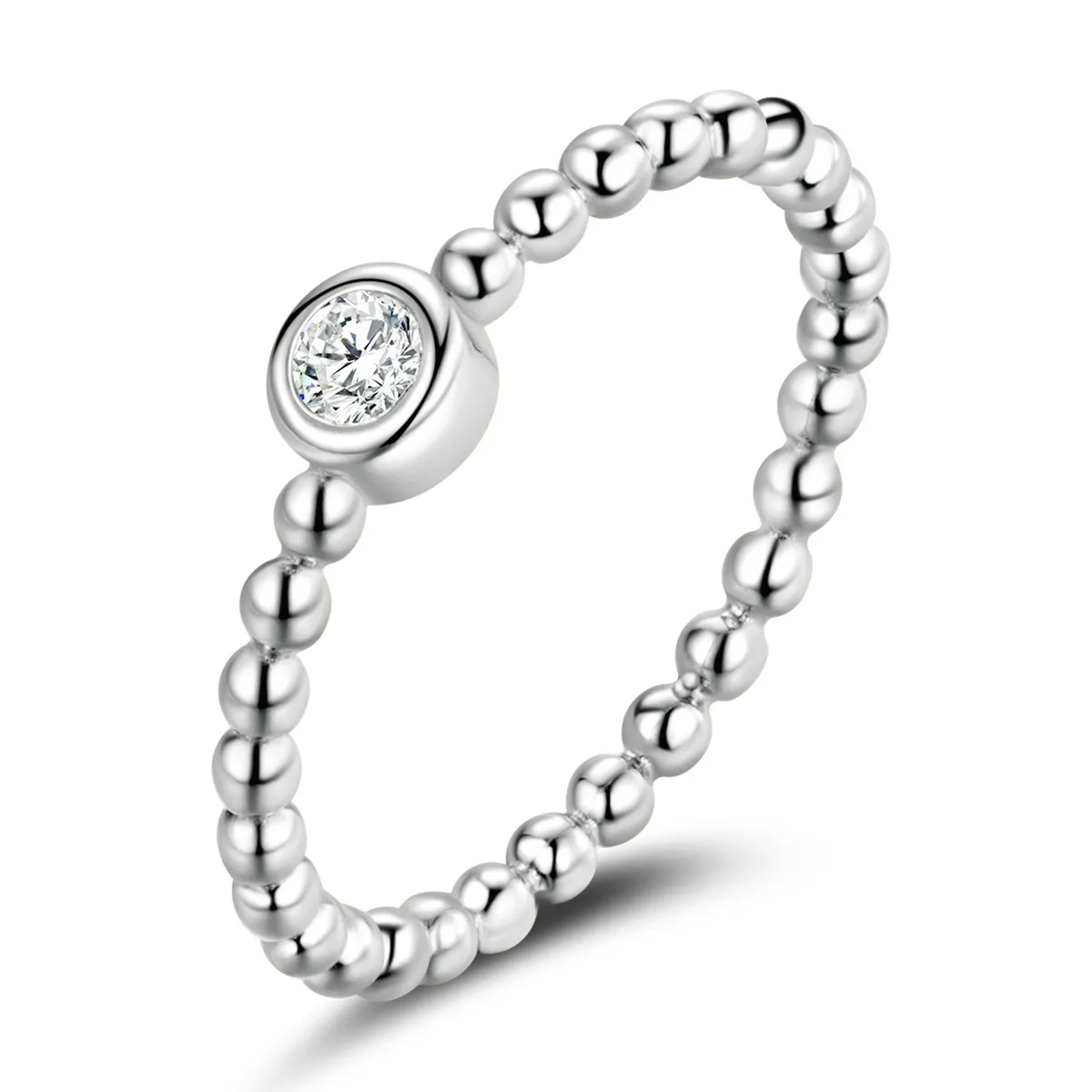 pandora style simplu inel rotund cu zirconiu bsr208 a