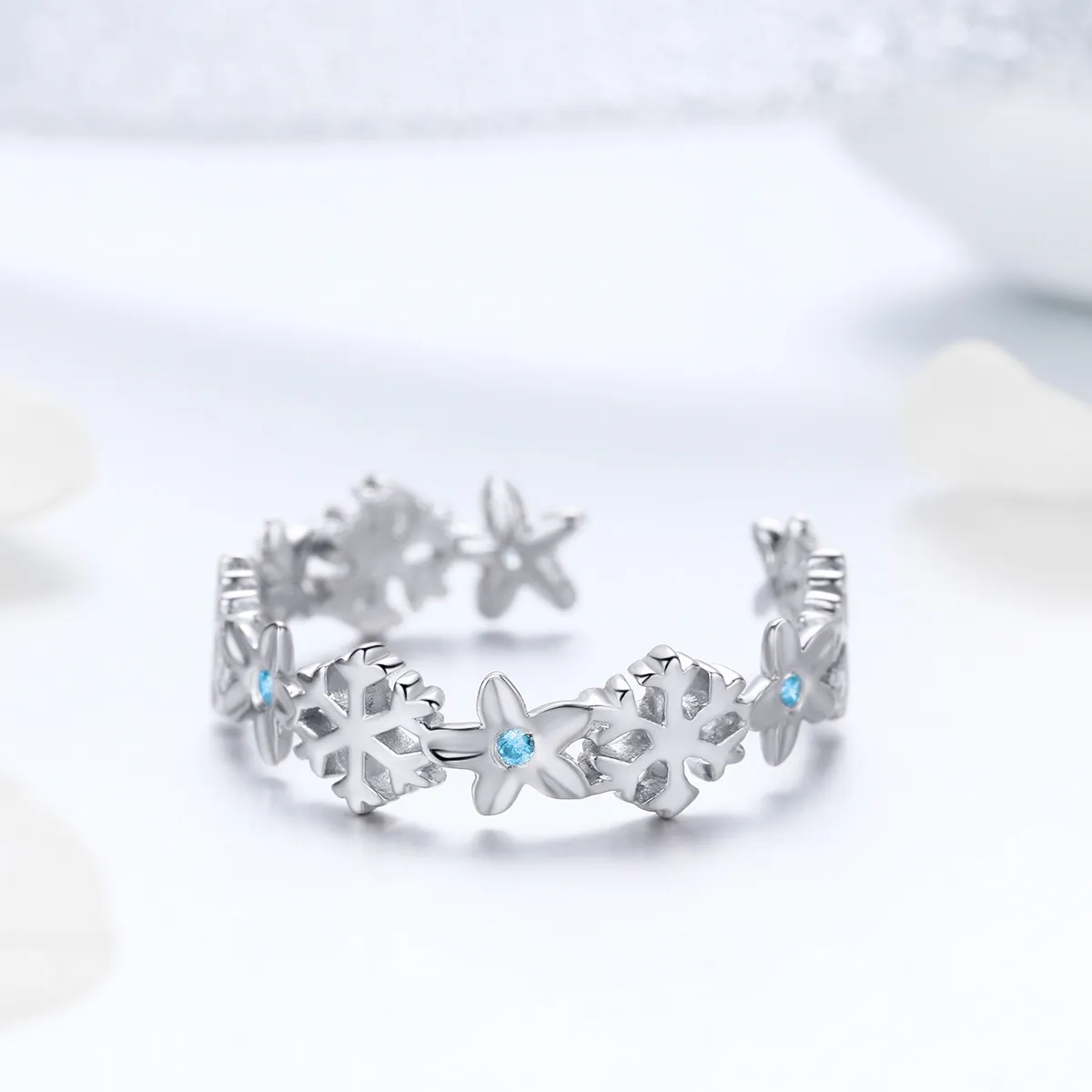 Pandora Style Snow Flower Open Ring - BSR015