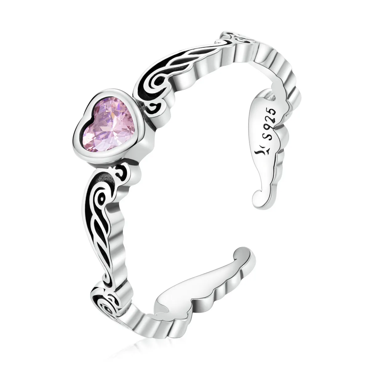stil pandora cu model retro inel deschis în formă de inimă scr766