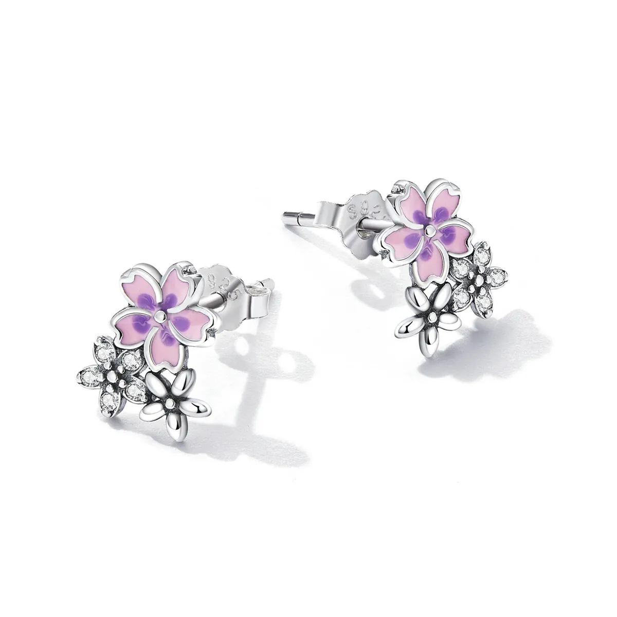 Bijuterii delicate cu flori stil Pandora - Cercei cu șurub SCE1390