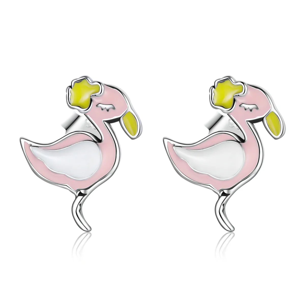 cercei cu tije în stilul pandora cu flamingo roz sce1276