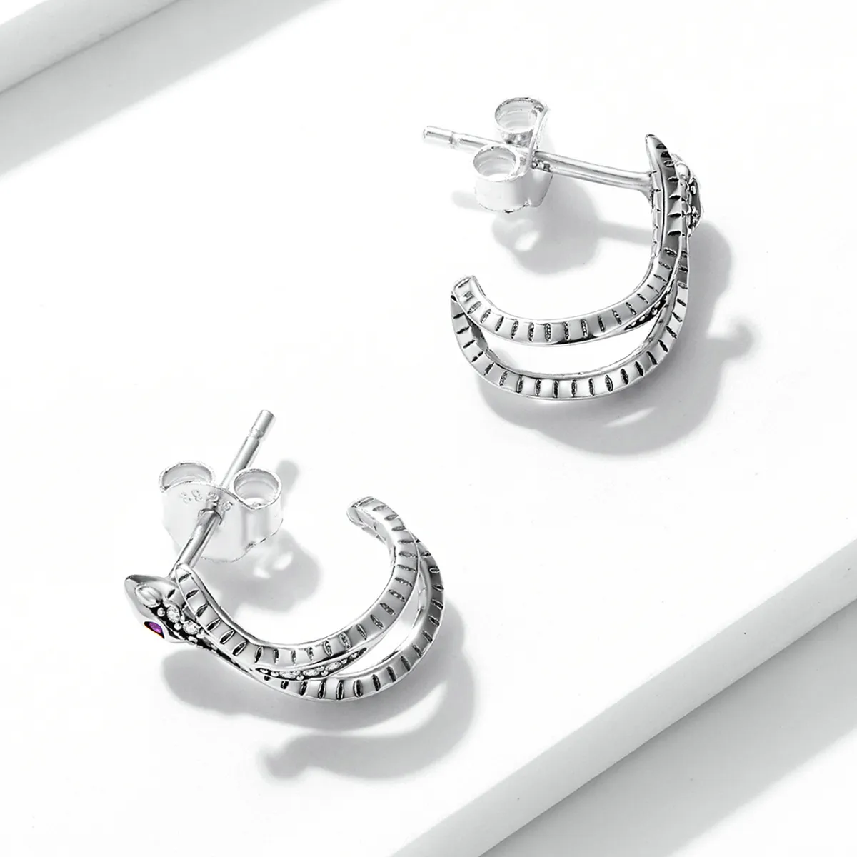 Cercei cu șarpe de argint delicat în stil Pandora - BSE565