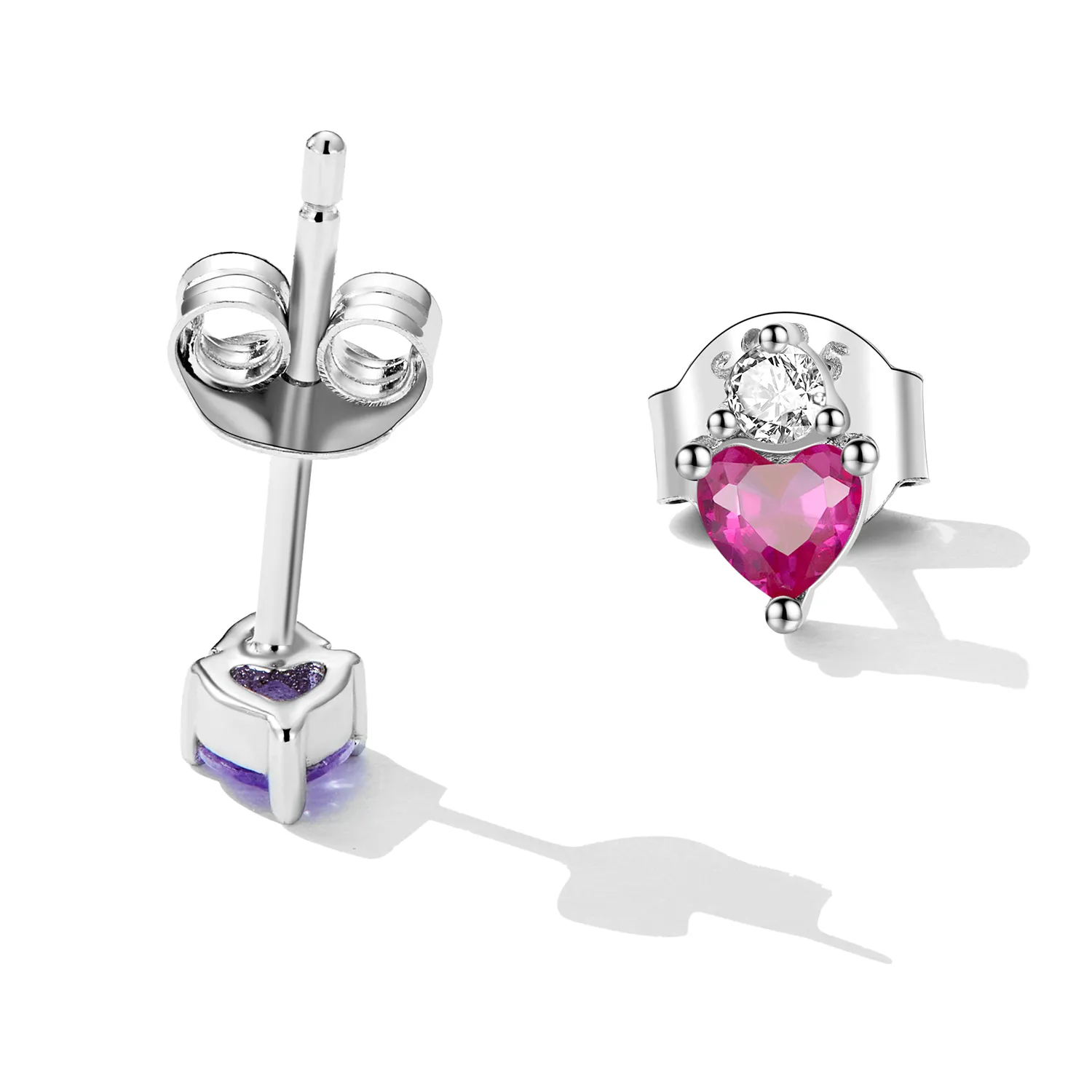 Cercei cu șuruburi în stilul Pandora, în formă de bomboane în formă de inimă - SCE1464
