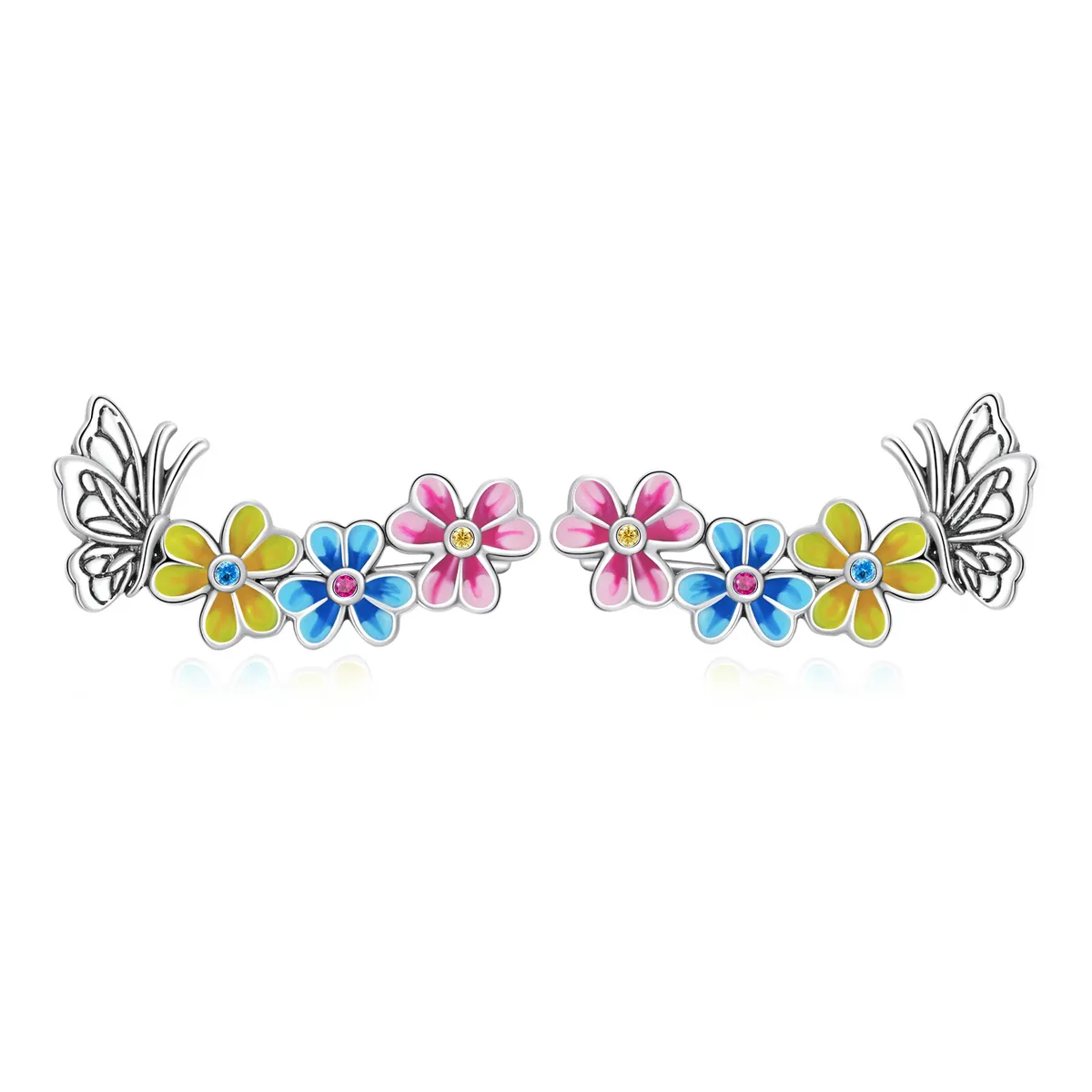 cercei de tip fluture cu floare în stil pandora sce1393