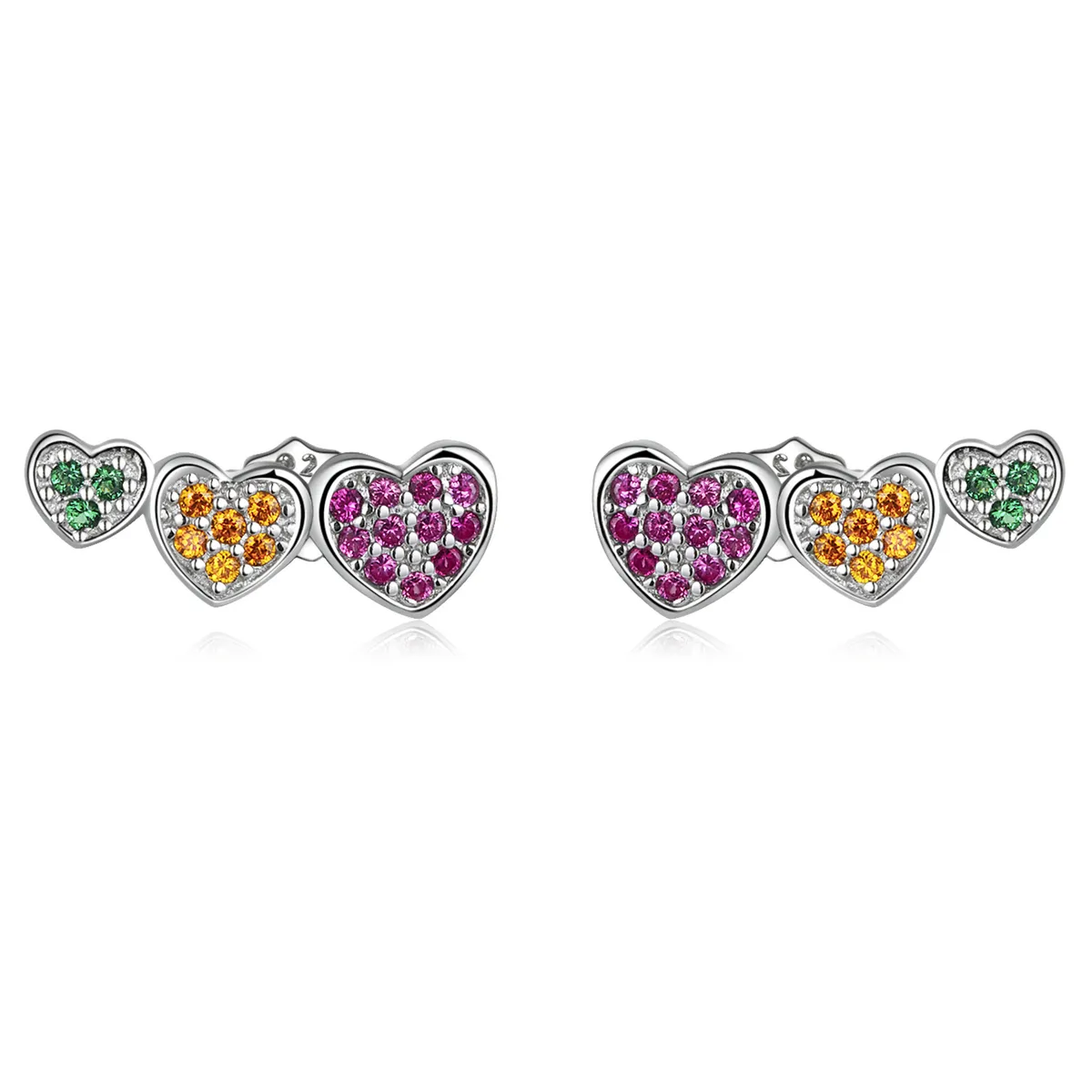 cercei de tip pandora cu inimioare colorate bse588