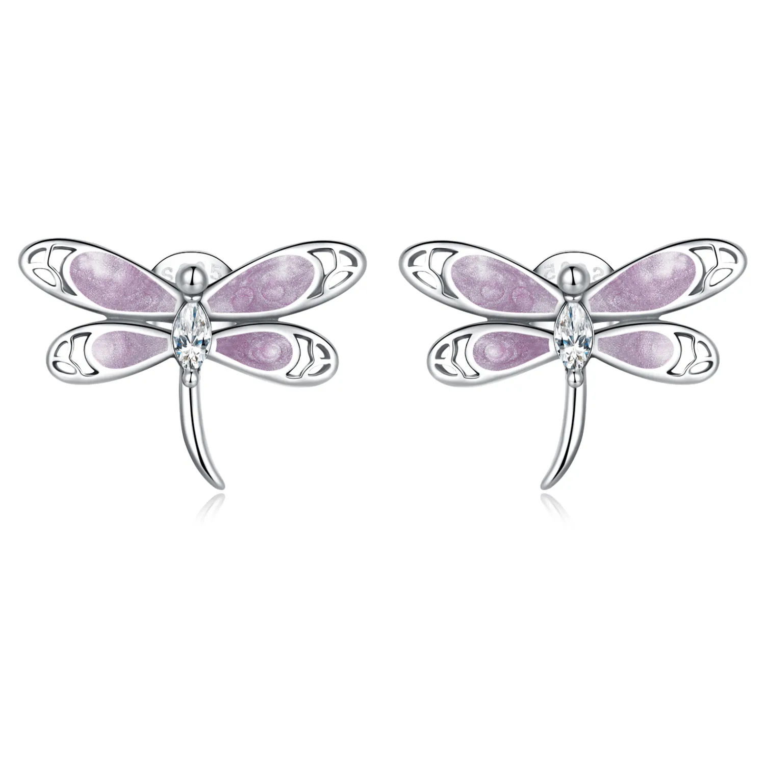 Cercei Pandora stil fetiță cu fluture roz - SCE1414