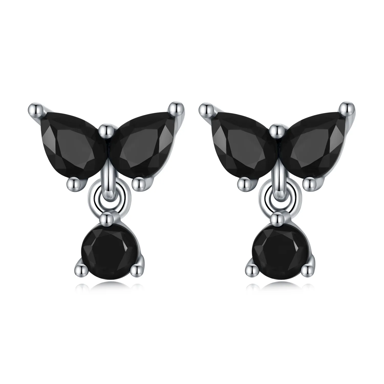 cercei pandora style cu zirconiu negru sce1507