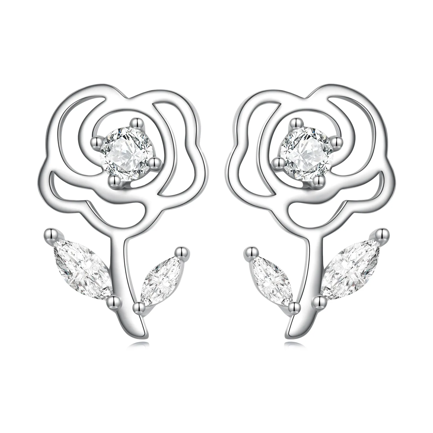 Cercei tip pandantiv cu trandafiri în stil Pandora - BSE714