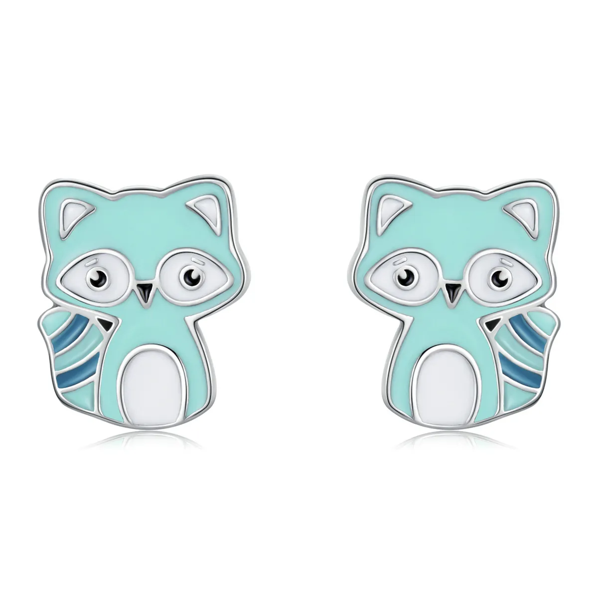 Pandora Style Baby Raccoon Stud Earrings - SCE1279