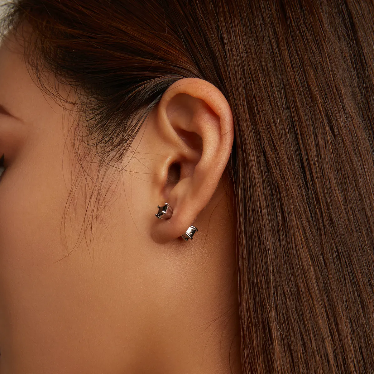 Pandora Style Black Zirconium Stud Earrings - SCE1325