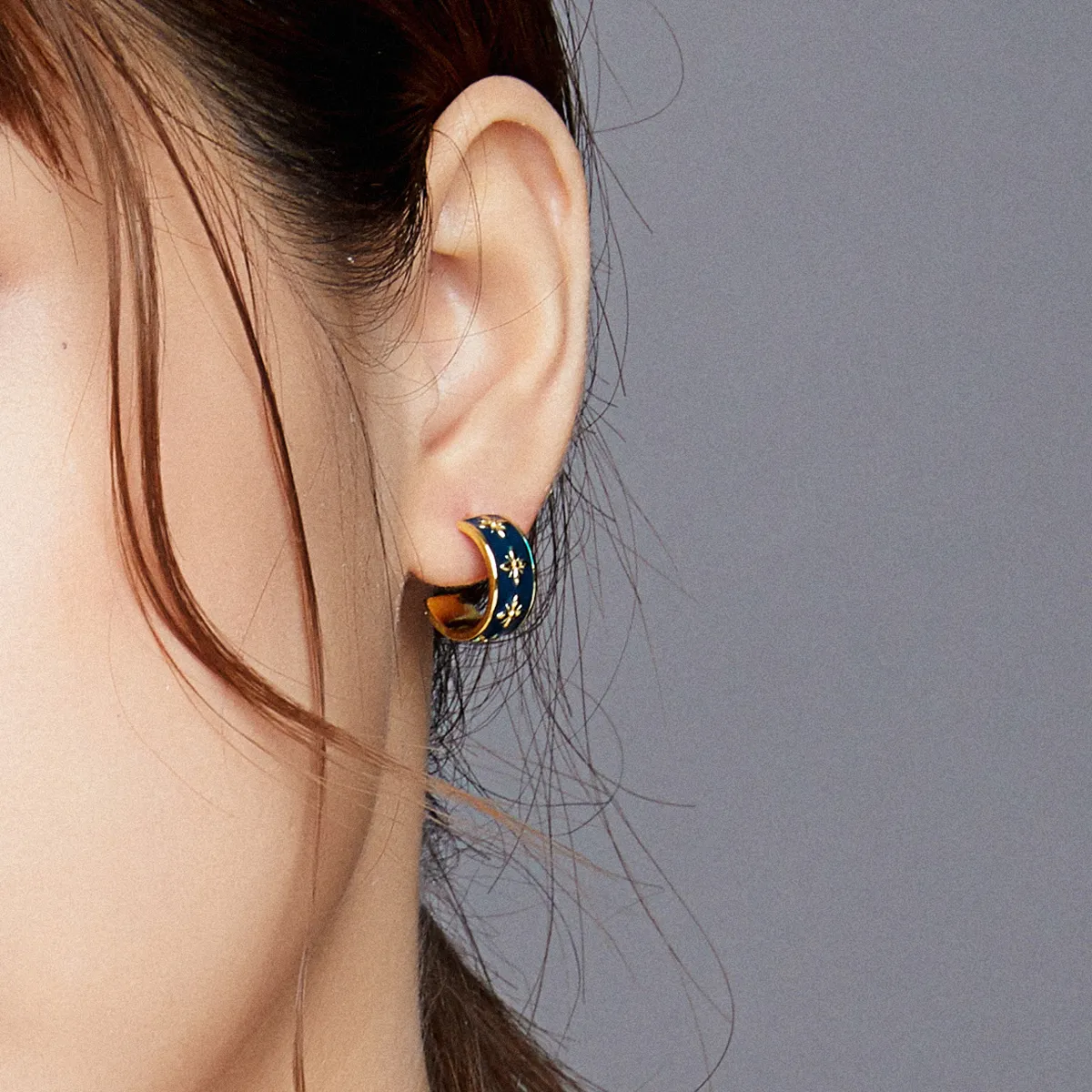 Pandora Style Elegant Orchid Stud Earrings - BSE428
