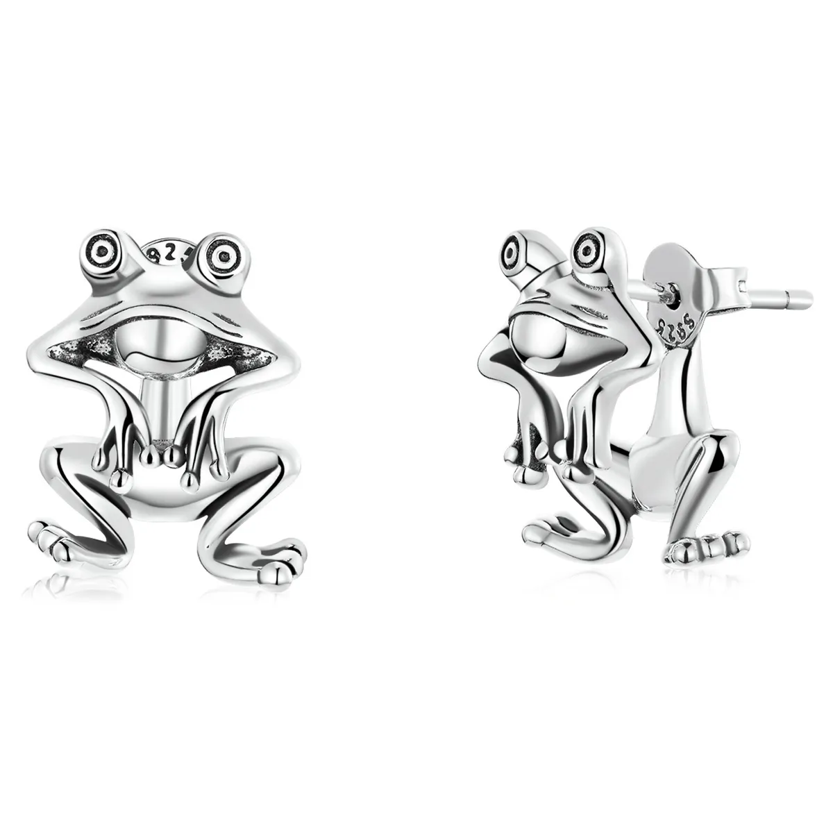 Pandora Style Funny Frog Stud Earrings - SCE1324