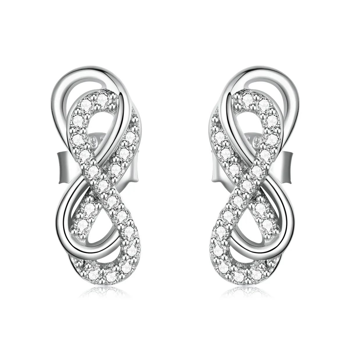 Pandora Style Infinity Symbols - Double Layer Stud Earrings - BSE542