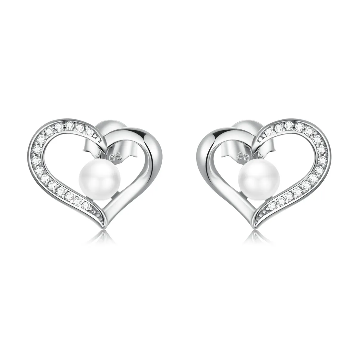 Pandora Style Love Shell Beads - Simple Stud Earrings - BSE550-A