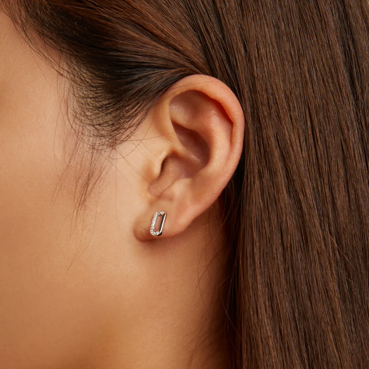 Pandora Style Mini Paper Clip Stud Earrings - SCE1330