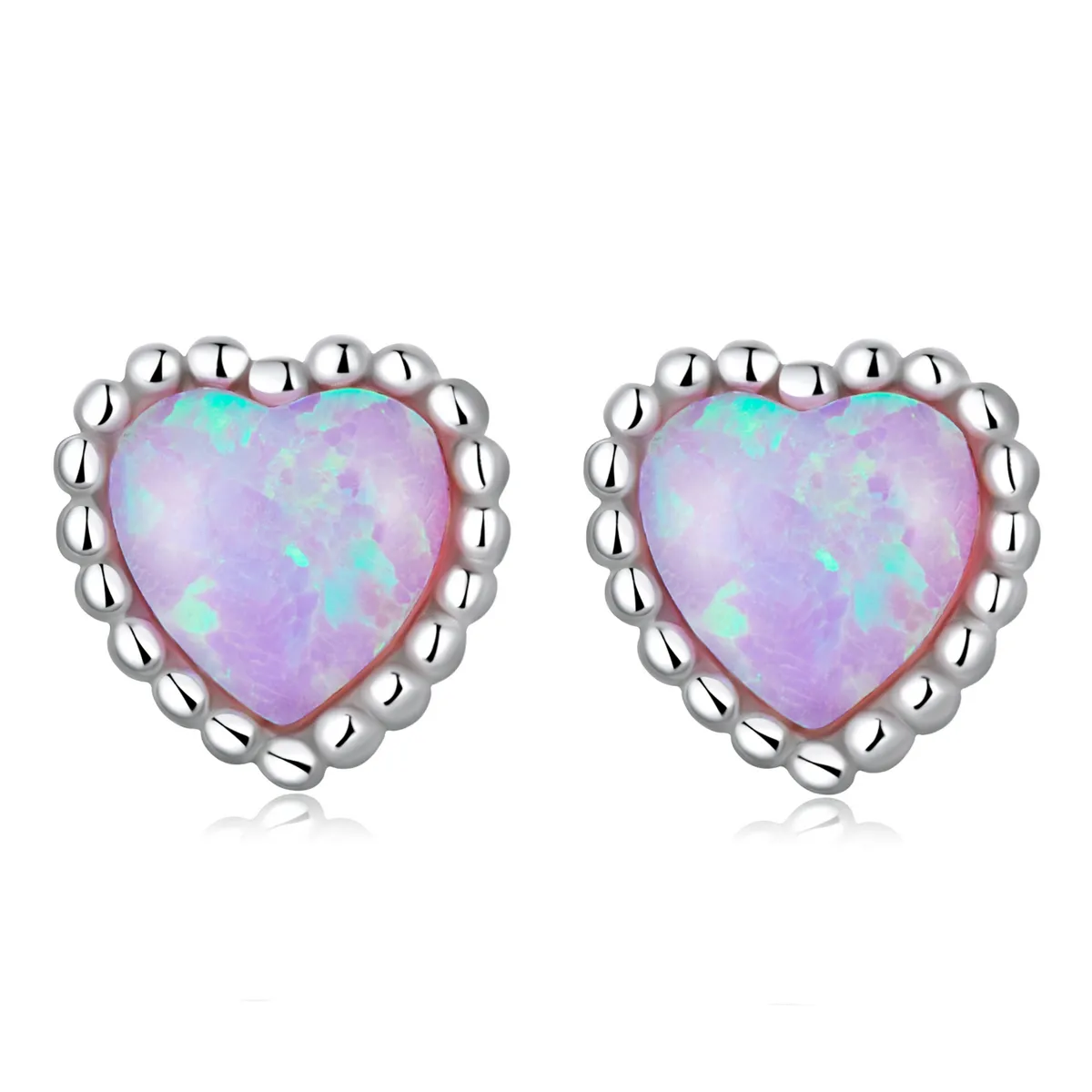 Pandora Style Opal Love Stud Earrings - SCE1383