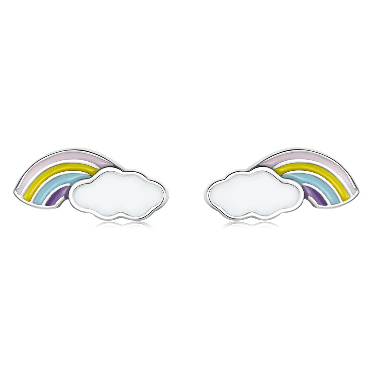 Pandora Style Rainbow Clouds Stud Earrings - SCE1274