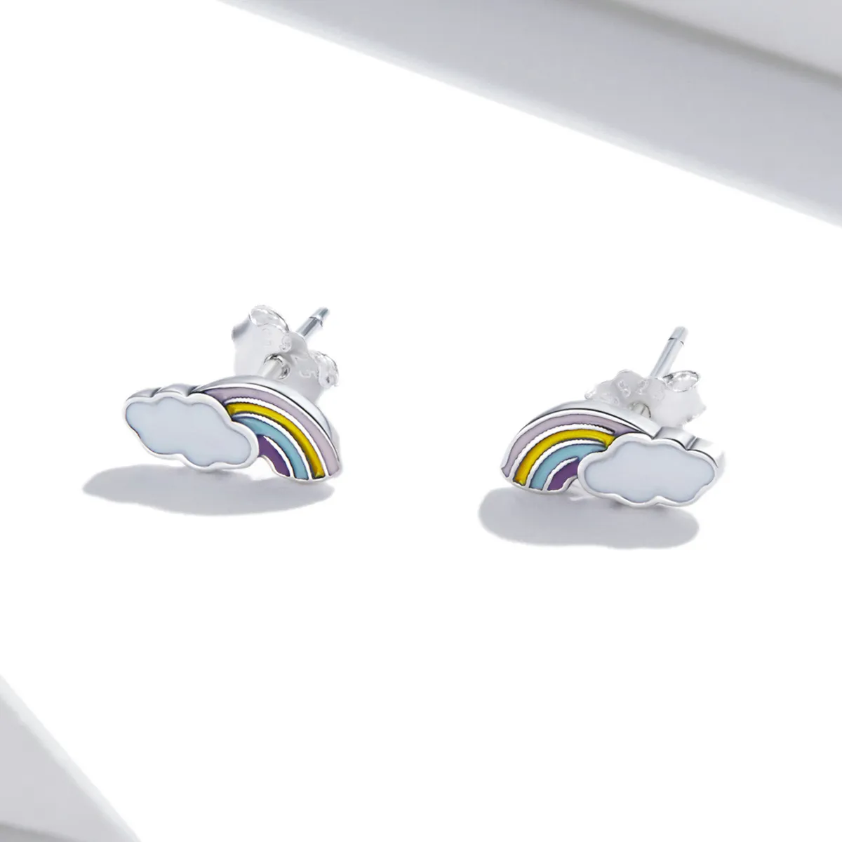 Pandora Style Rainbow Clouds Stud Earrings - SCE1274