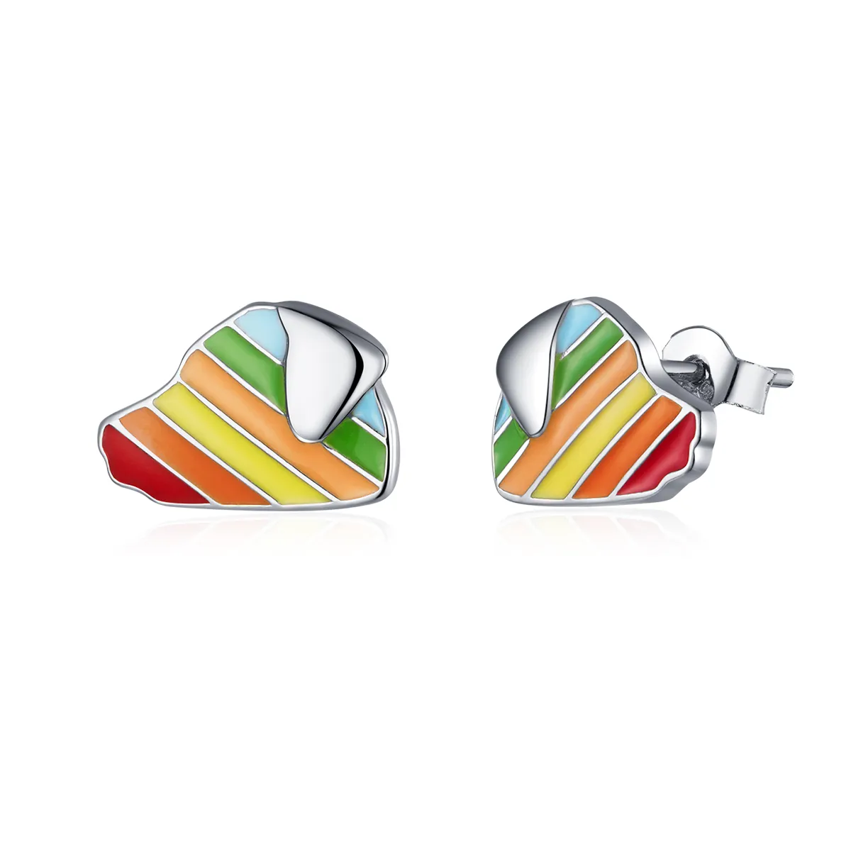 Pandora Style Rainbow Dog Stud Earrings - SCE825