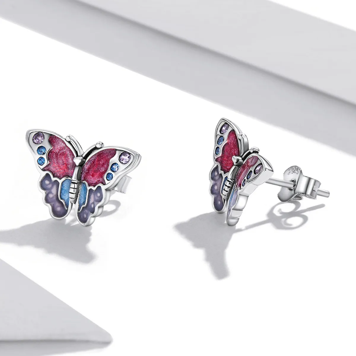 Pandora Style Retro Butterfly Stud Earrings - SCE1332