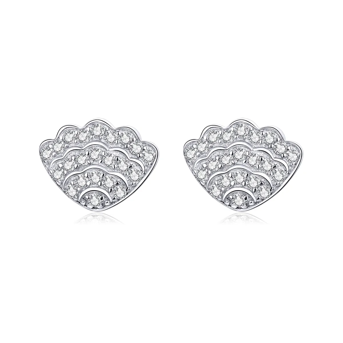 Pandora Style Romantic Shell Stud Earrings - BSE342