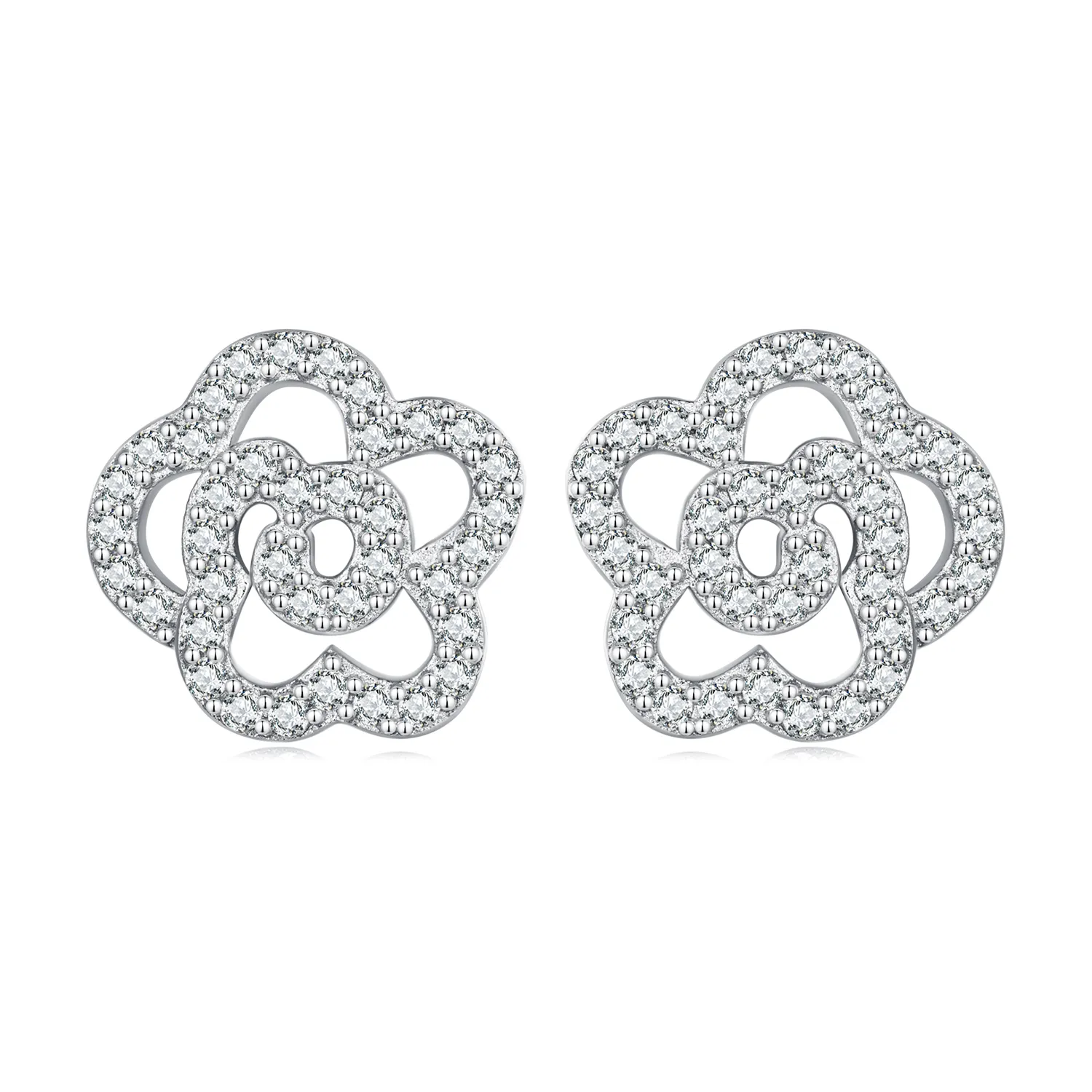 Pandora Style Roses Stud Earrings - BSE712