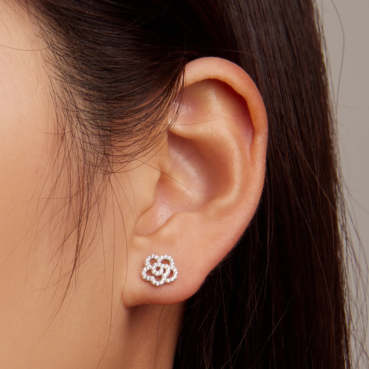 Pandora Style Roses Stud Earrings - BSE712