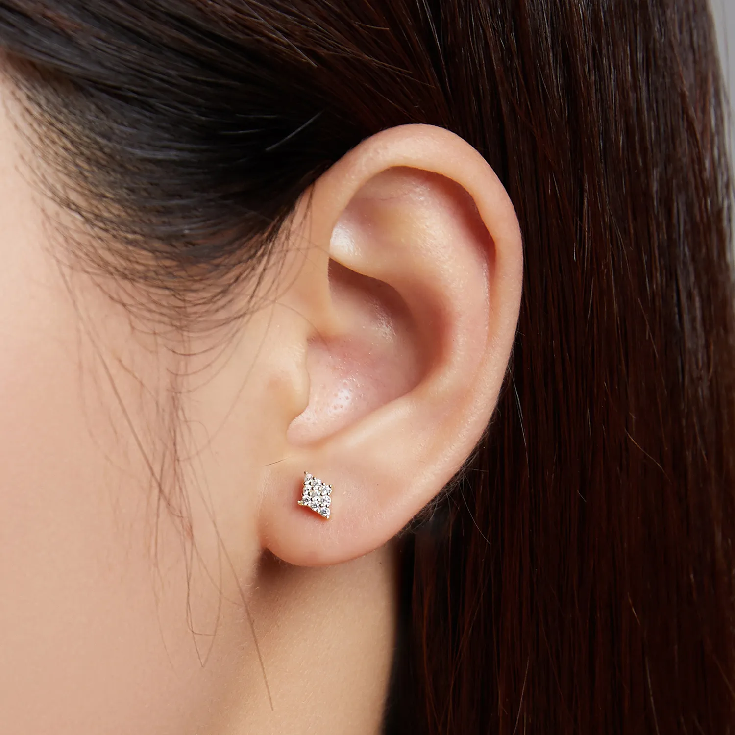 Pandora Style Shiny Rhombus Stud Earrings - SCE1222