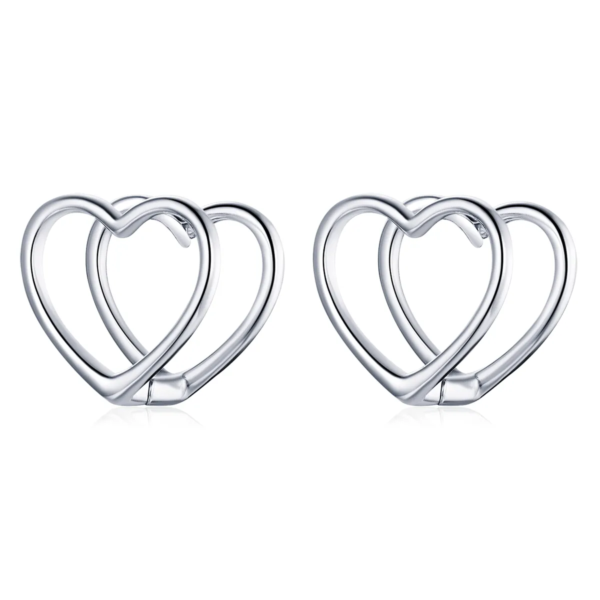 Pandora Style Simple - Double Heart Stud Earrings - BSE501