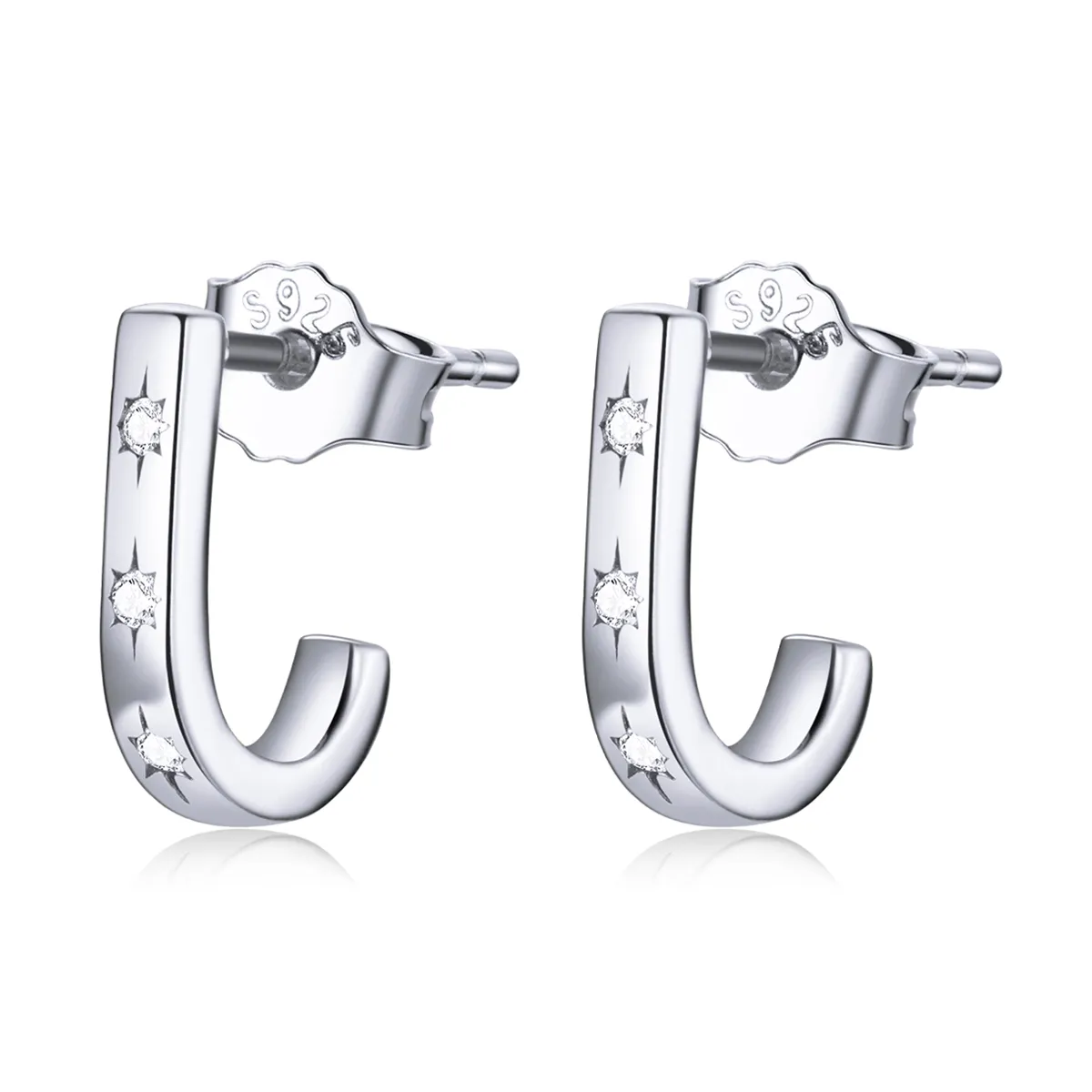 Pandora Style Star Crutch Stud Earrings - SCE1169-A