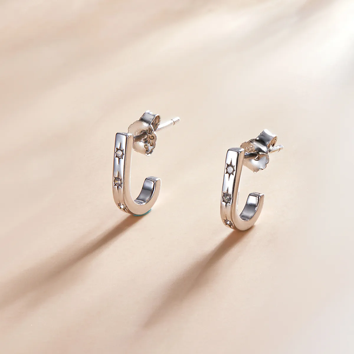 Pandora Style Star Crutch Stud Earrings - SCE1169-A