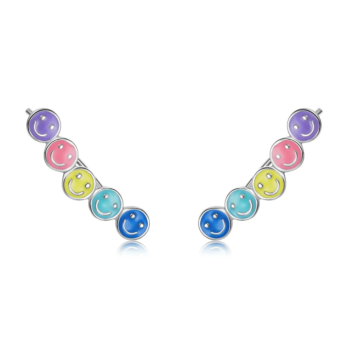 stud earrings cu chipuri zâmbitoare colorate în stilul pandora bse553