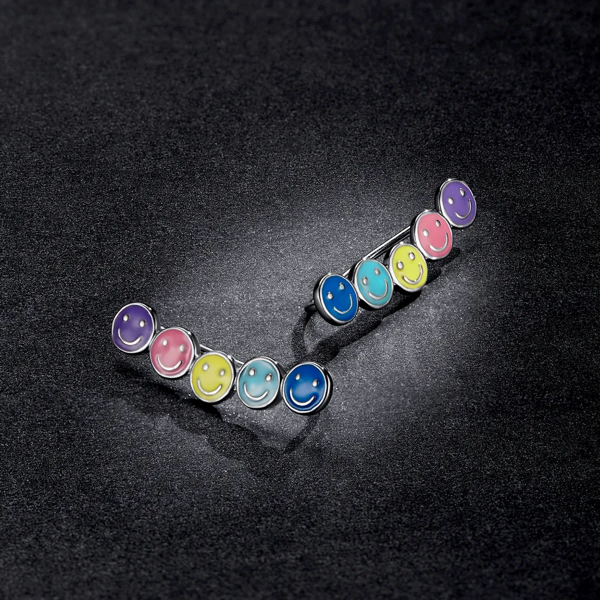 Stud Earrings cu chipuri zâmbitoare colorate în stilul Pandora - BSE553