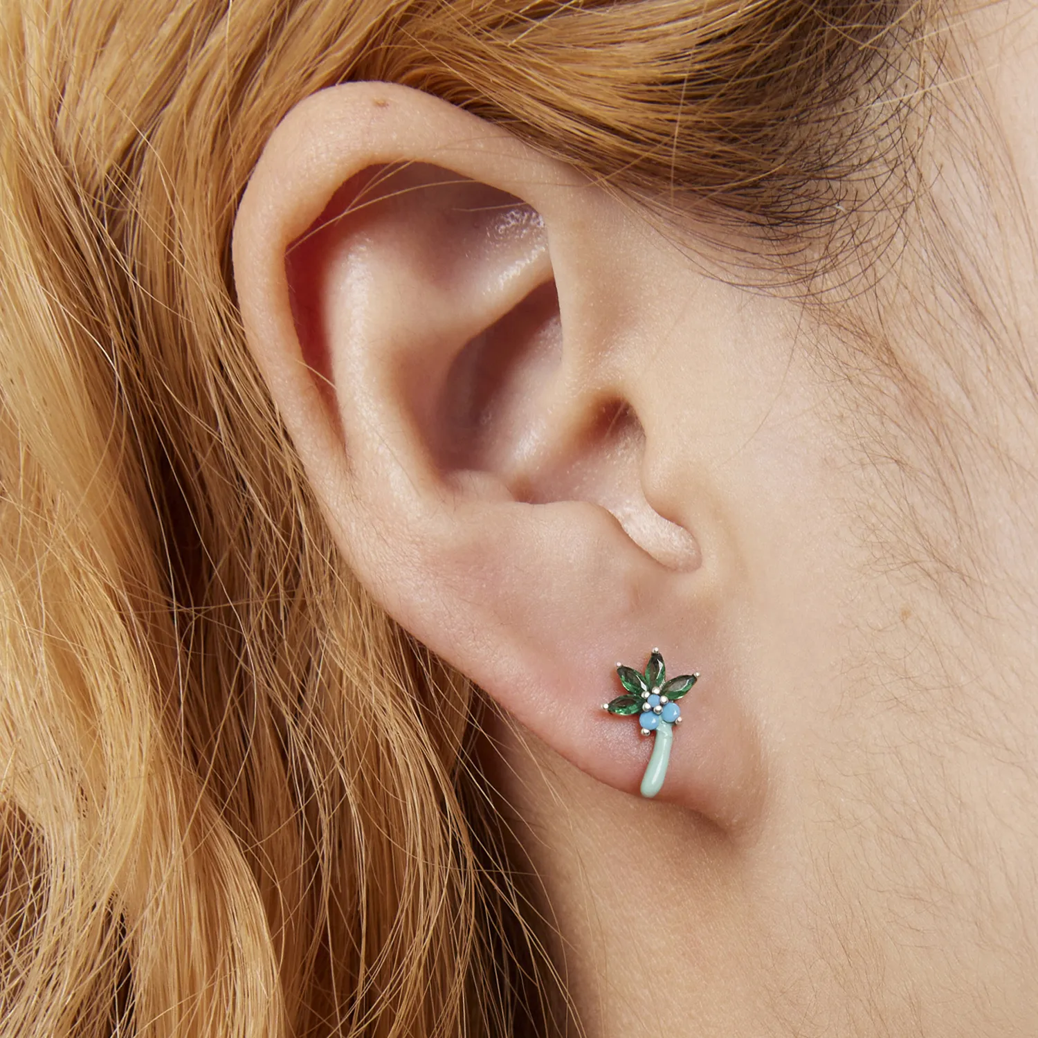 Stud Earrings în stilul Pandora cu design amuzant de copac de cocos - SCE1403