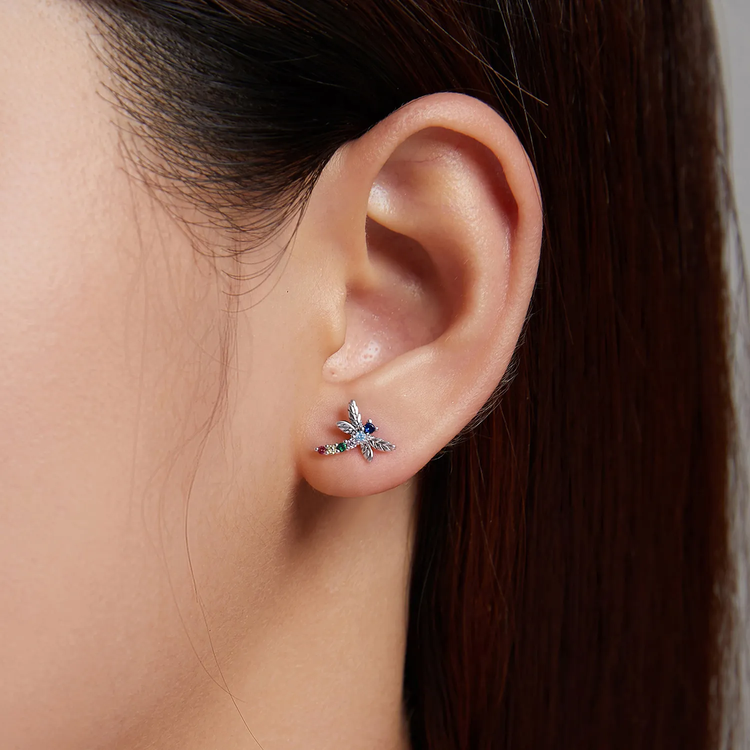 Studuri de urechi cu dragonfly colorat în stilul Pandora - BSE515