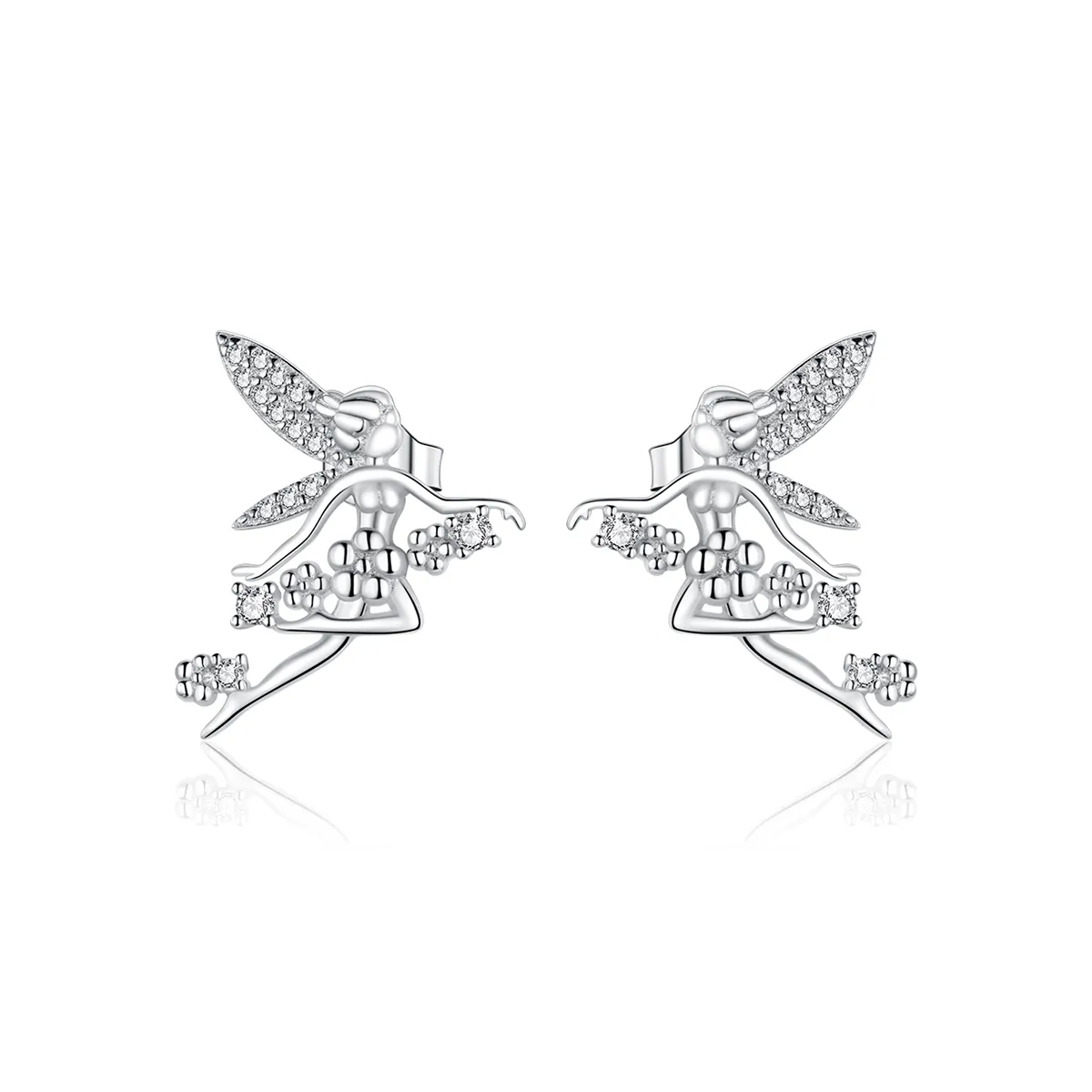 Studuri de urechi în stil Pandora cu motive florale elfice - BSE341