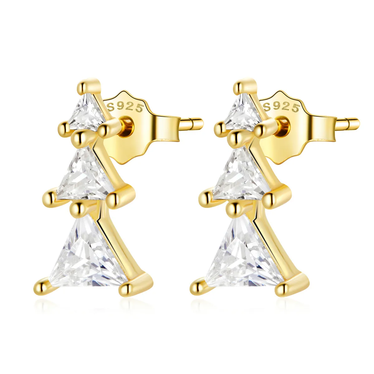 studuri delicate în stil pandora cu brad de crăciun sce1268 b