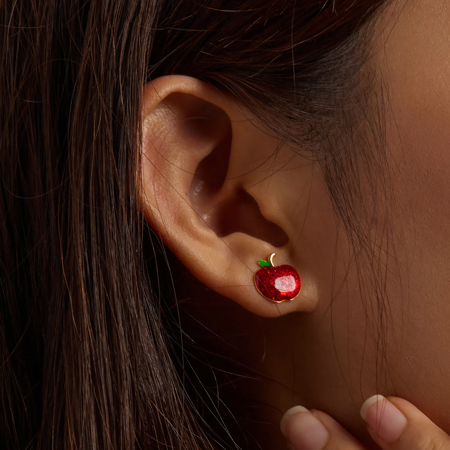 Studuri pentru urechi în stilul Pandora cu mere de Crăciun - SCE1314
