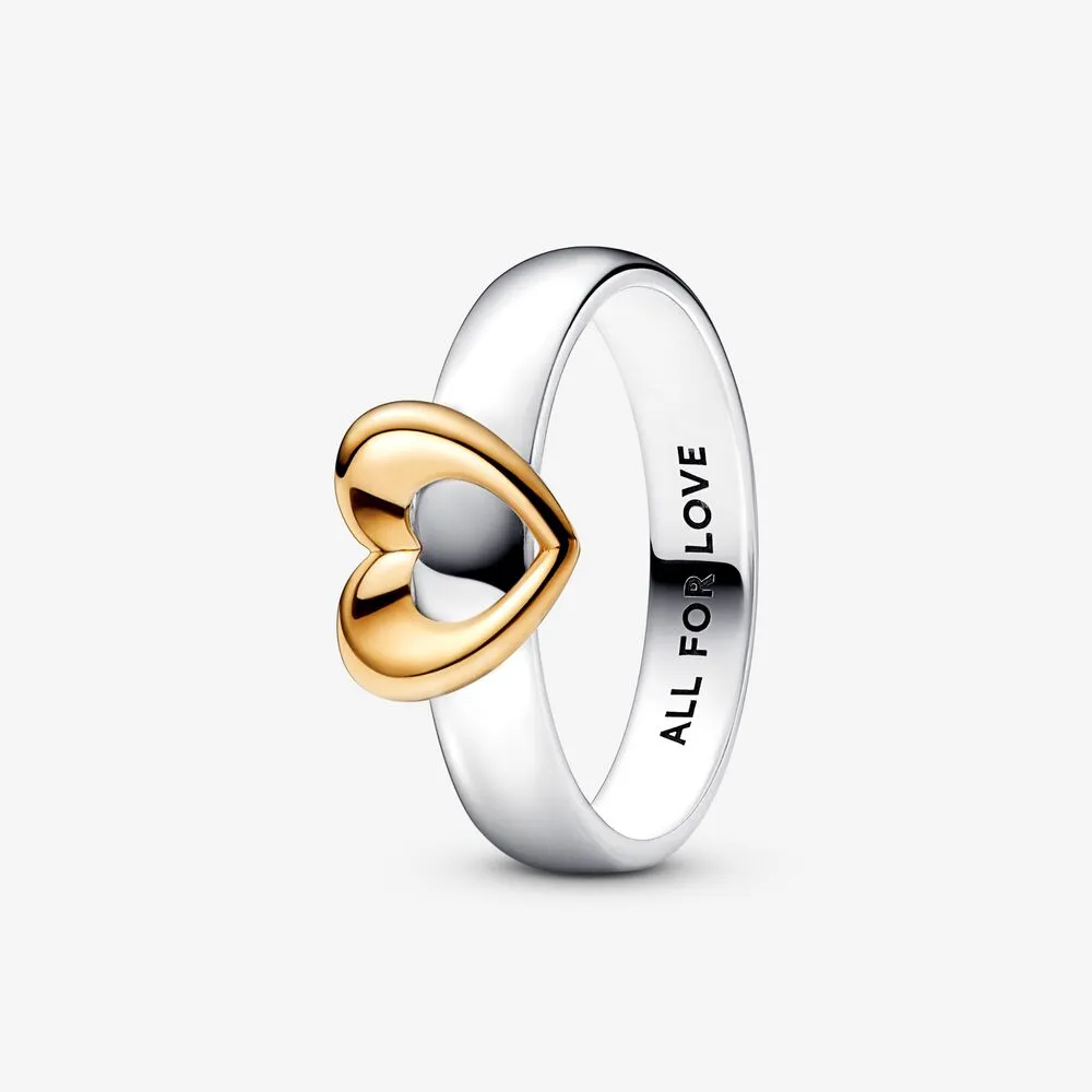 inelul pandora radiant two tone sliding heart 162504c00