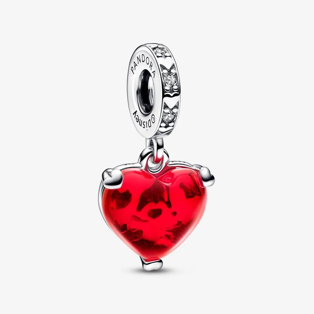 pandora disney mickey și minnie mouse kiss breloc din sticlă de murano roșie 792522c01