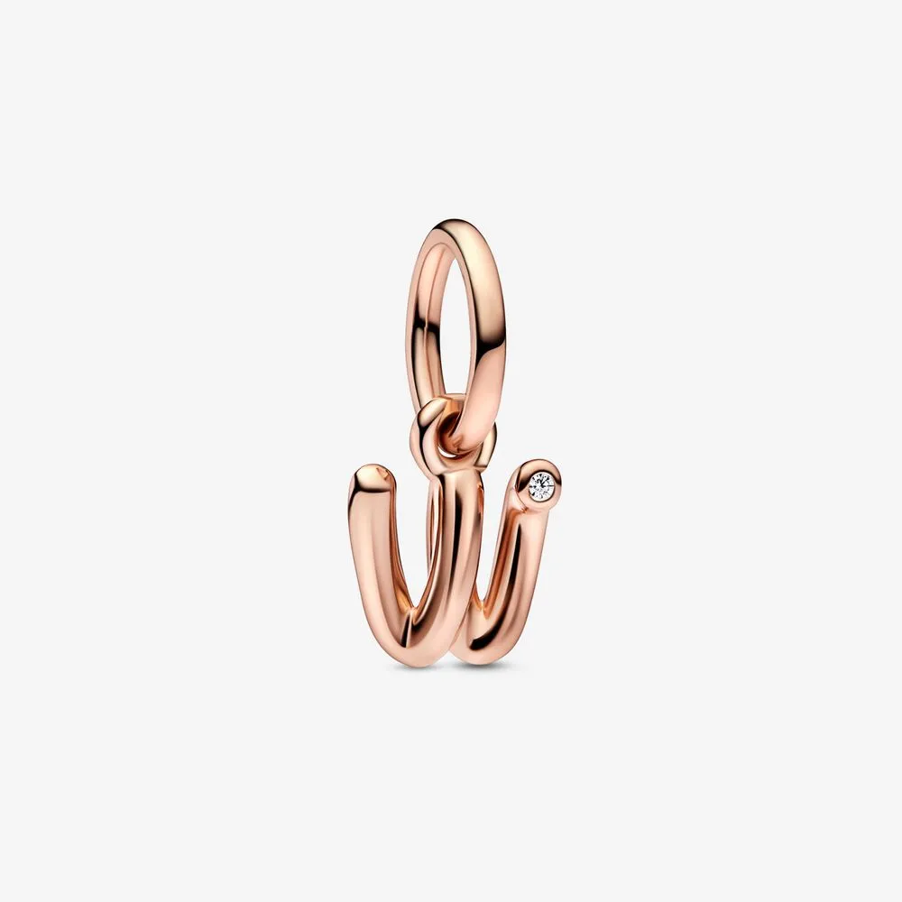 pandora pandantiv litera w din argint cu model script 782481c01