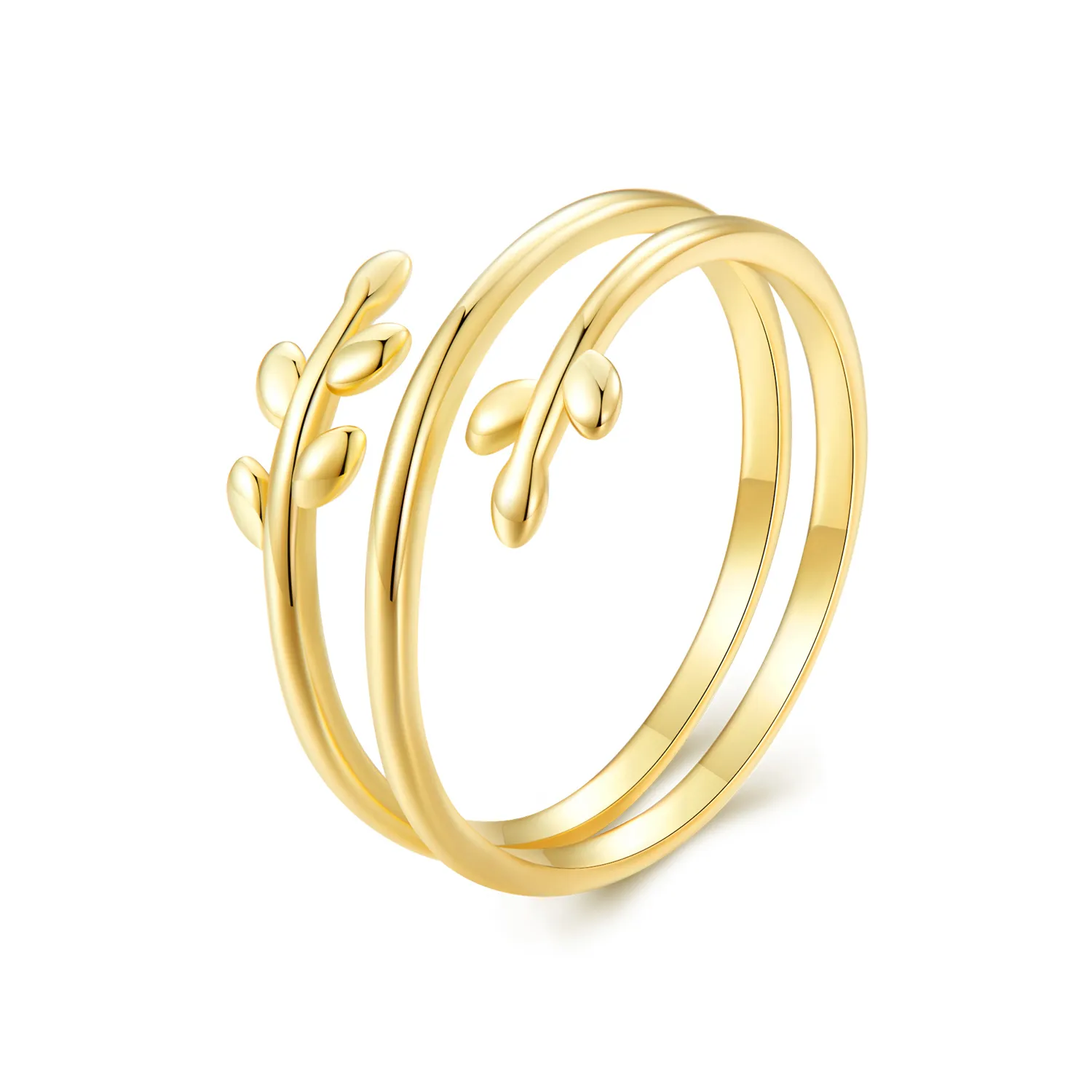 inel deschis cu cercuri din frunze placate cu aur în stil pandora scr755 b