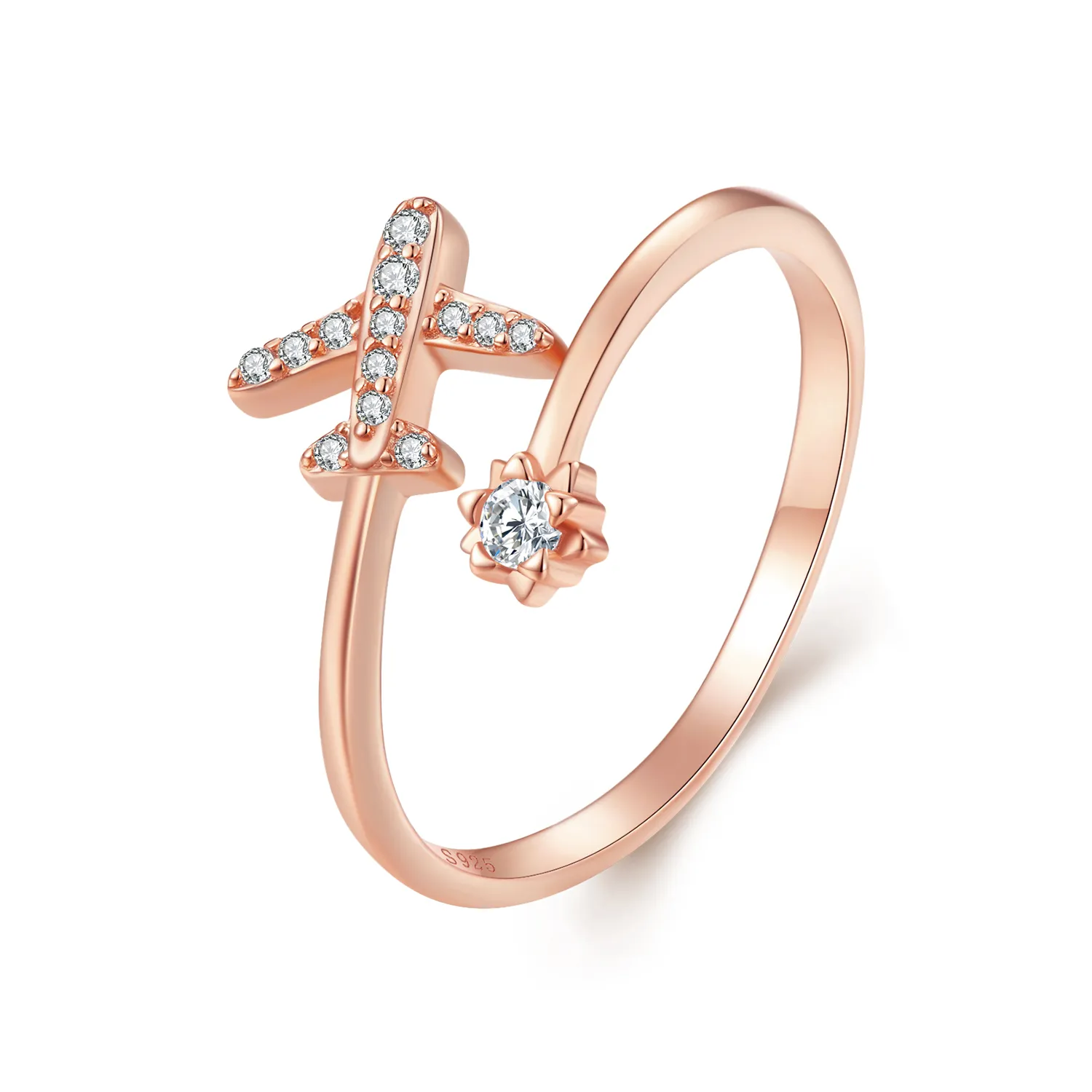 inel deschis cu distanță în stil pandora în culoarea aurului roz scr623 c