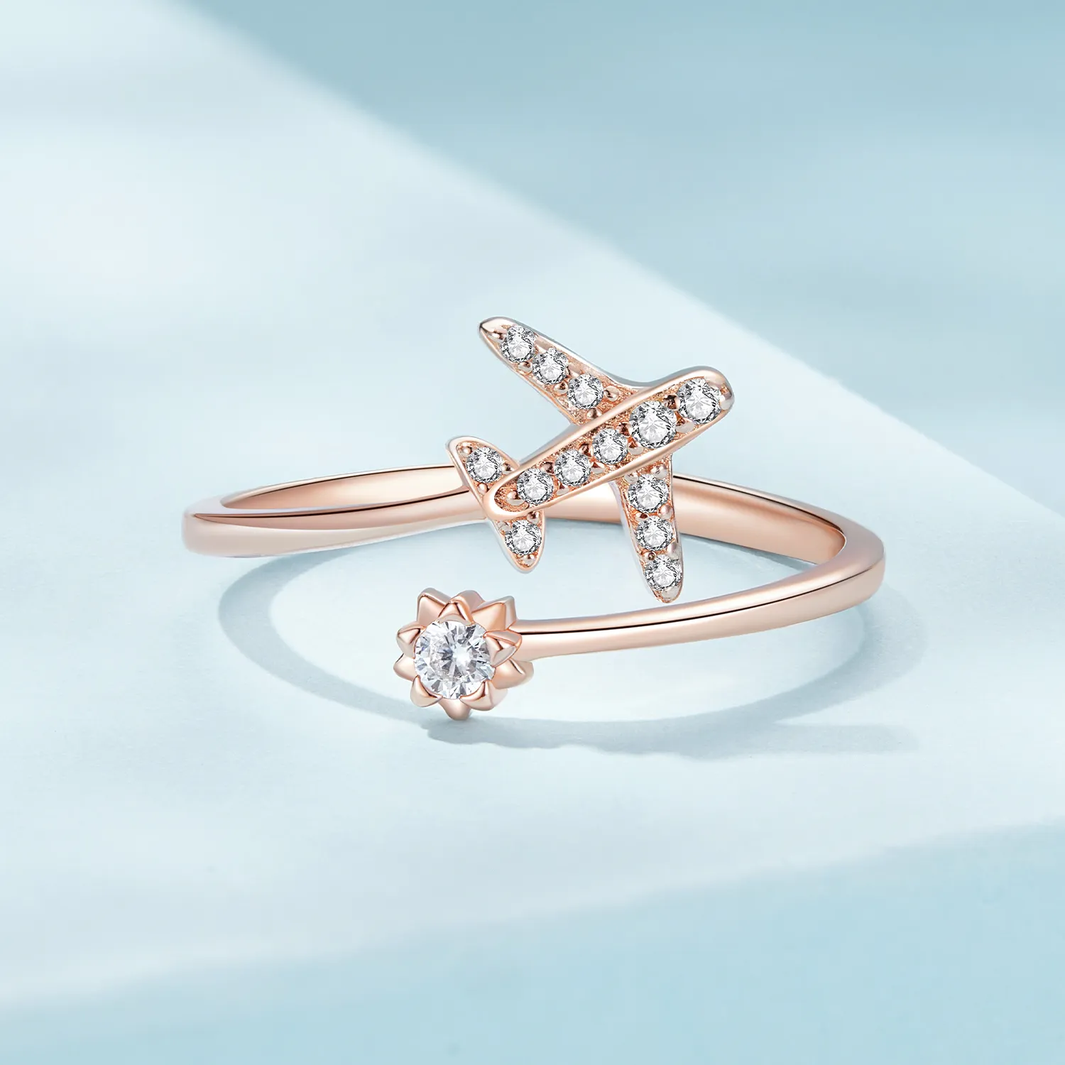 Inel deschis cu distanță în stil Pandora, în culoarea aurului roz - SCR623-C